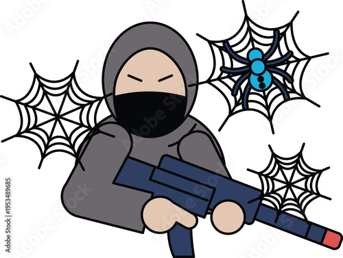 Ninja figure holds weapon with determined expression