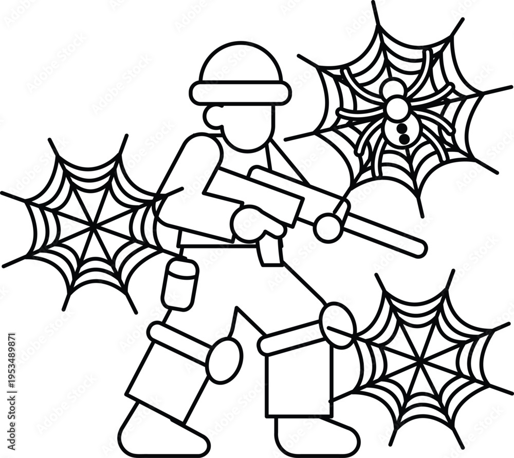 Fototapeta premium Soldier stands ready, armed and alert