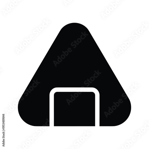 Simple black and white icon of a Japanese onigiri rice ball