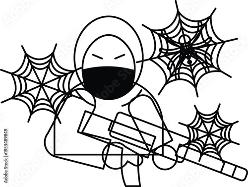 Ninja figure holds weapon with determined expression