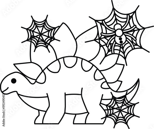 Dinosaur stands calmly with spiky back and stout legs