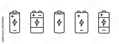 Set of battery cell icon set power electricity and energy symbol. vector illustration.