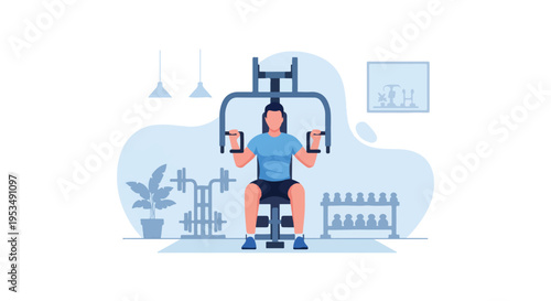 Man Using Pec Deck Machine Butterfly Chest Exercise Arm in Gym Fitness Training