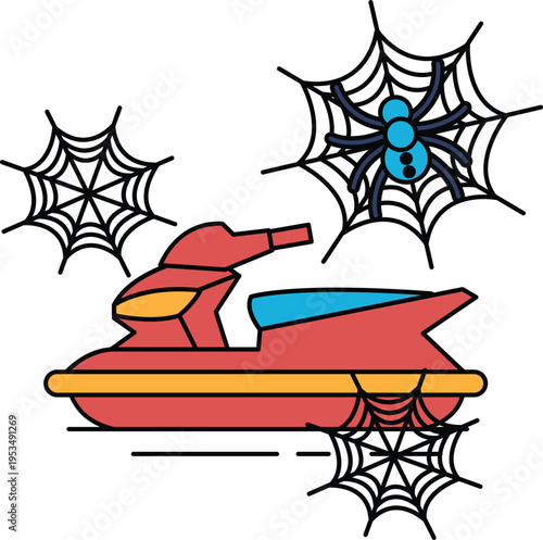 Jet ski floats through eerie, spooky webbed waters