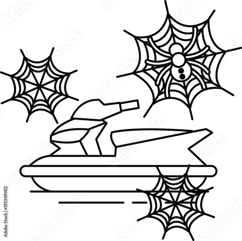 Jet ski floats through eerie, spooky webbed waters