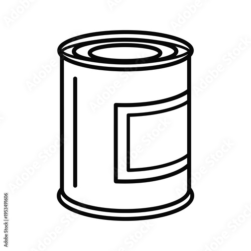 Simple black and white outline icon of a generic tin can with blank label space.