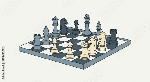 Chess pieces on a board game.