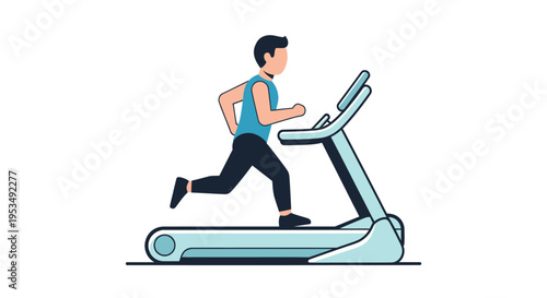 Man Running on Treadmill Machine.