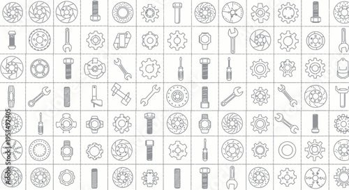Collection of various mechanical tools icons.
