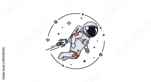 Astronaut in Space Suit Floating.