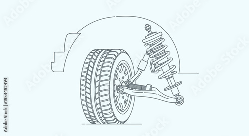 Car suspension and wheel assembly.