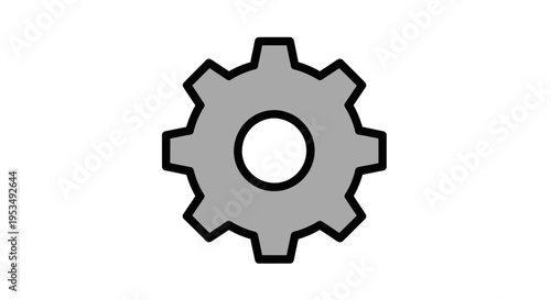 Gray gear icon with outline.