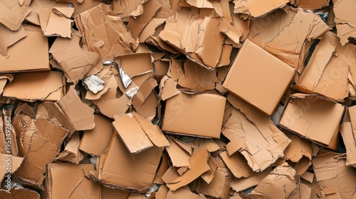 Piles of discarded cardboard boxes in chaos.