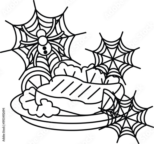 Fotografia Spiders dwell near a plated steak