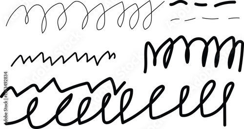 Variety of handwritten line patterns and scribbles