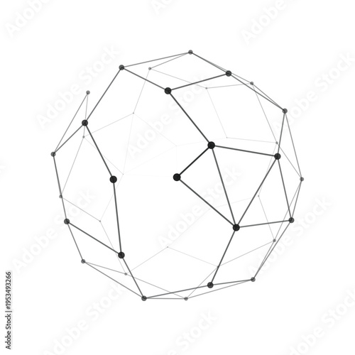 Abstract Polygon Mesh Sphere with Global Network Connections Vector Illustration