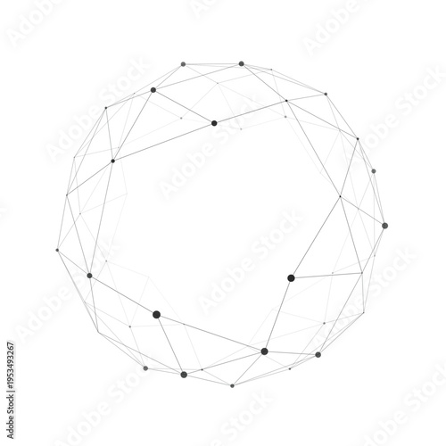 Abstract Polygon Mesh Sphere with Global Network Connections Vector Illustration