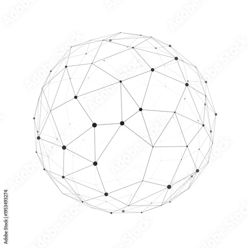 Global Digital Data Sphere Network with Geometric Polygon Connections Vector