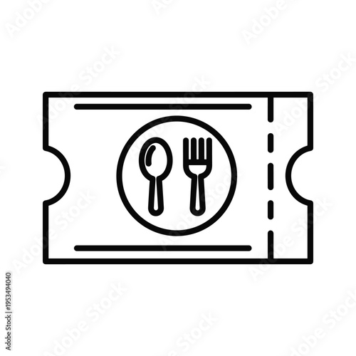 Restaurant Ticket Icon - Dining Voucher, Coupon, and Food Service Symbol
