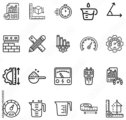 Collection of representing measurement tools data analysis and scientific instruments