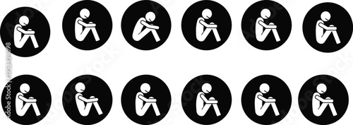 Black silhouette of people walking in various poses and styles walking poses walking styles minimalist monochrome