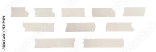 Cuadro en lienzo collection of torn paper masking tape strips in various sizes and shapes, isolated on a transparent background, for creative design and scrapbooking