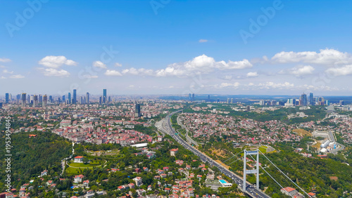 Wallpaper Mural Istanbul, Turkey. City panorama. Flight over the Bosphorus. Strait between Europe and Asia. Sunny day, Aerial View Torontodigital.ca