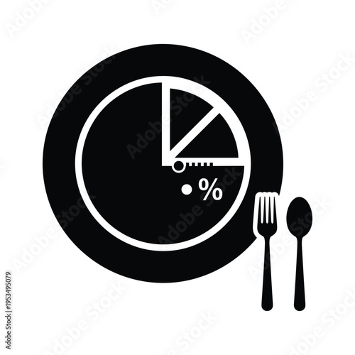 Diet Pie Chart with Fork and Spoon Icon