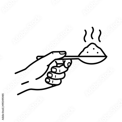 Hand Holding Spoon with Powder and Steam Icon
