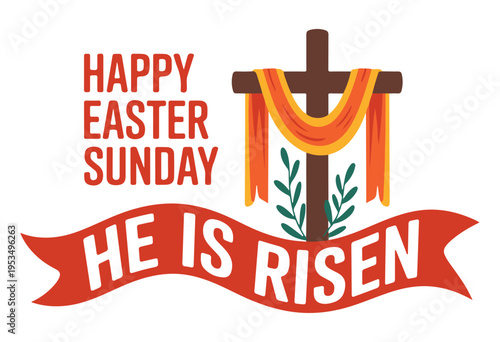 Easter Cross with Ribbon and Text