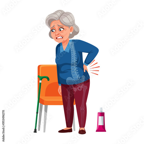 Senior Woman Experiencing Severe Back Pain and Spinal Issues