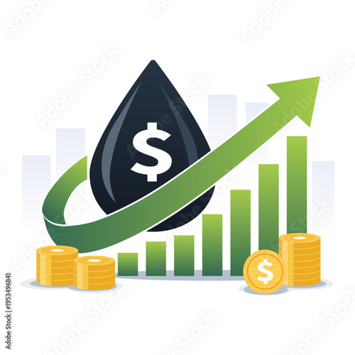 Oil Price Surge and Financial Growth Concept with Rising Chart and Dollar Symbol