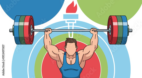 Man Lifting Weights Heavy Barbell.