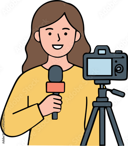 reporter broadcasting microphone camera