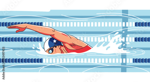 Man swimming in a swimming pool.