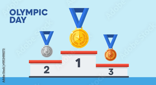 Olympic medals on winner podium 1.
