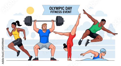 People exercising in fitness event.