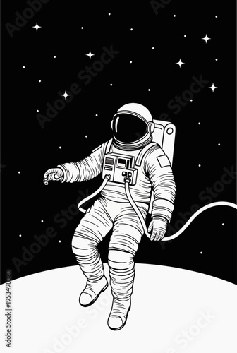 An astronaut in a spacesuit floats in the vast expanse of the cosmos, surrounded by a blanket of stars
