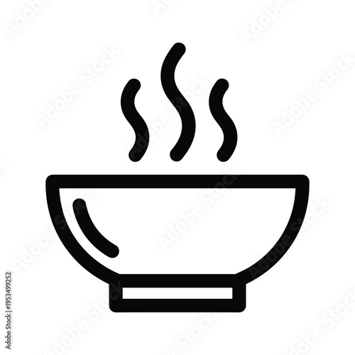 Simple icon of a hot bowl of food with steam rising