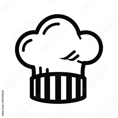 Chef Hat Icon - Professional Cooking Headwear Symbol, Vector Illustration