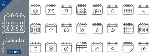 24 Calendar and Scheduling Icons Minimalist Line Art for Event Planning, Time Management, and Digital Organization