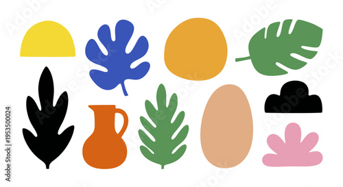 Abstract Organic Shapes and Botanical Elements Collection.