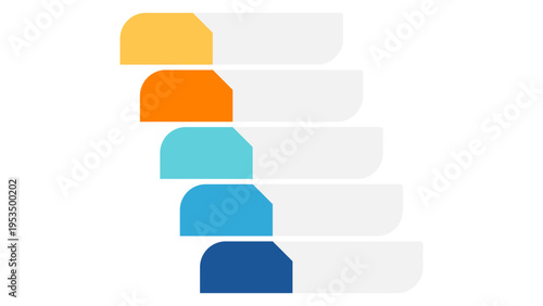 A colorful vector graphic of a rating system with five colored bars