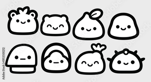 Adorable Kawaii Doodle Characters Collection Cute and Playful Designs.