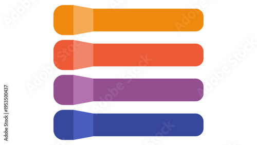 A colorful vector graphic of four rounded horizontal bars in a stacked formation