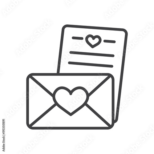 Outline letter invitation icon isolated flat style design.