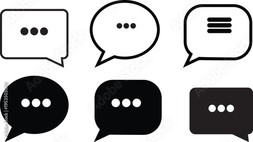 Clean and minimal message icon set featuring chat, SMS, and communication symbols. Perfect for messaging apps,