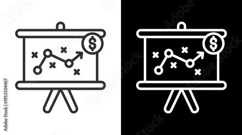 Strategy White Icon Set Vector 
