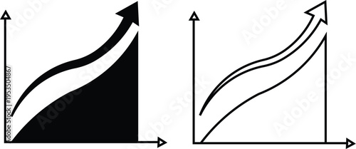 Upward Curved Growth Arrow Line Chart Icon Representing Business Progress.