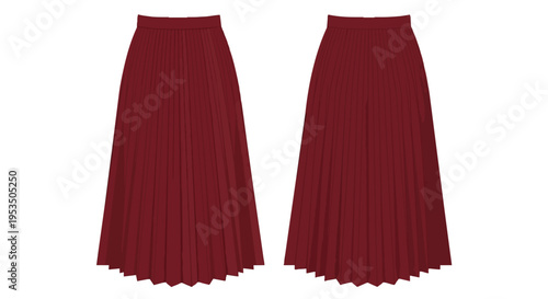 Elegant crimson pleated maxi skirts for women, showcasing refined textile flow and classic fashion design, perfect for sophisticated apparel